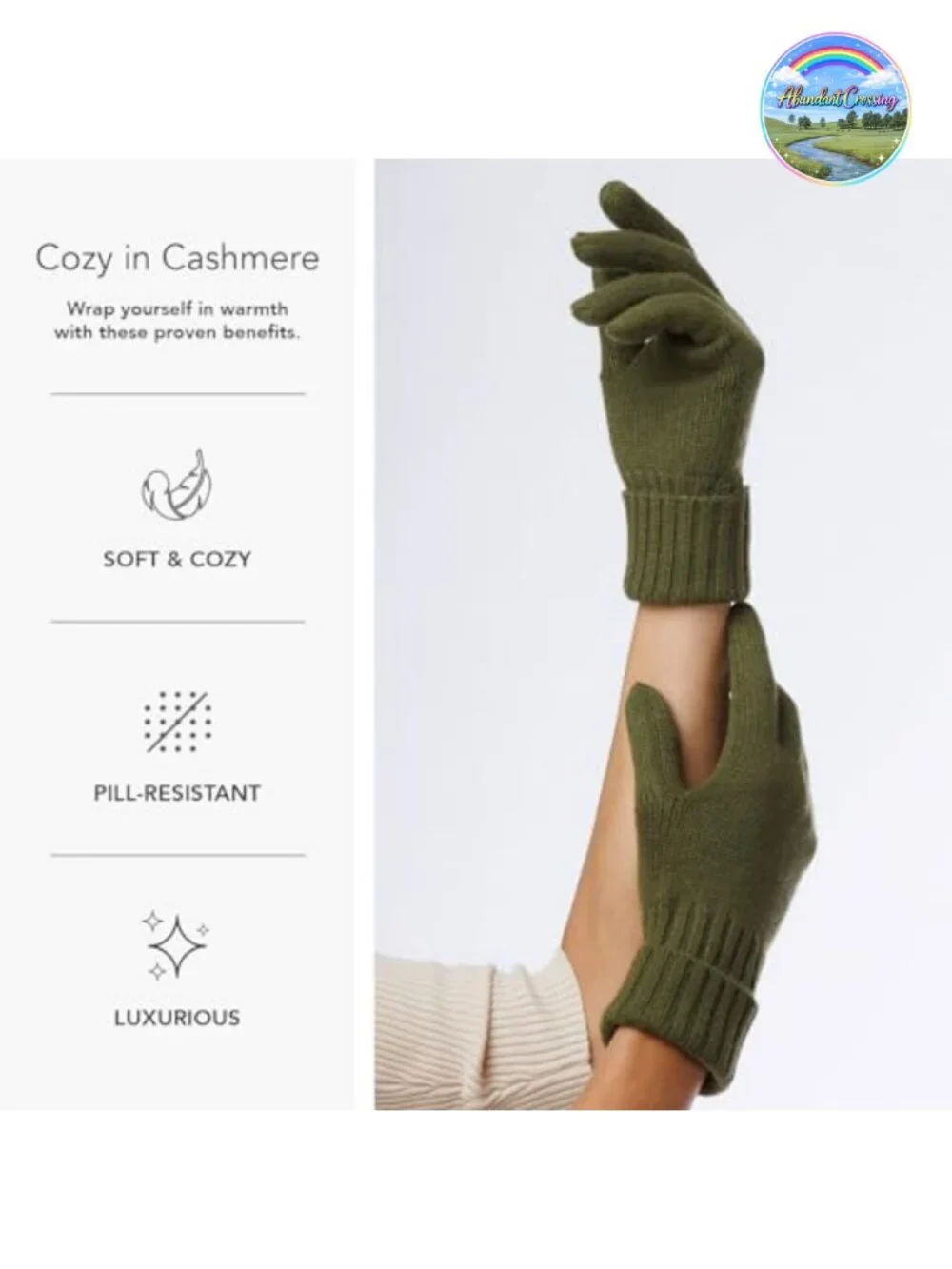 Women's 100% Pure Knit Ultra Plush Cashmere Gloves Ribbed Cuff